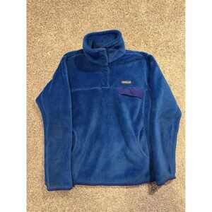 Patagonia Fleece Pullover Women M Blue Re-Tool Snap-T Polartec High Pile Jacket*